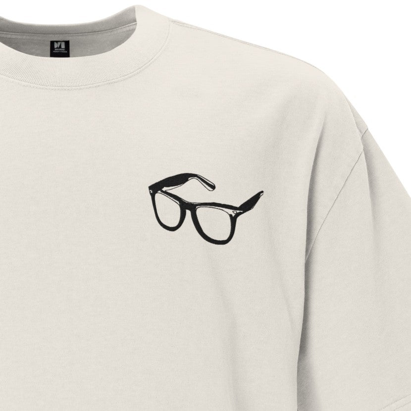 Glasses (embroidered) - unisex oversized faded t-shirt